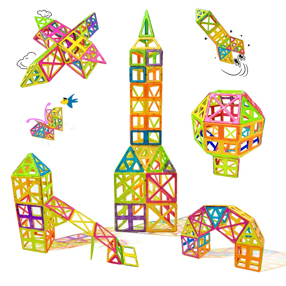 CONDIS Magnetische Bausteine 72 Teile Mega Set - XXL(2×)& Standard Blöcke, Fensterkarten, Mint Lernspielzeug ab 3+ für Zuhause & Kindergarten mit Stoffsack - Condistoys